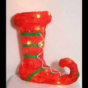 NWT lighted red elf shoe Christmas decor 12.5”